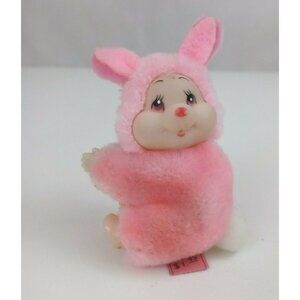 Vintage McCrory Pencil Hugger/Grabber Pink Bunny Rabbit Plastic Face & Hands